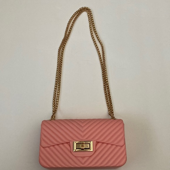 Elegant Jelly Purse with Gold Chain in Pink - Picture 2 of 7